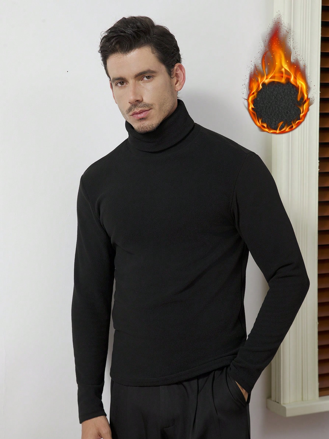Men's Black High-Neck Long Sle - Base Layer Top 评论和价格