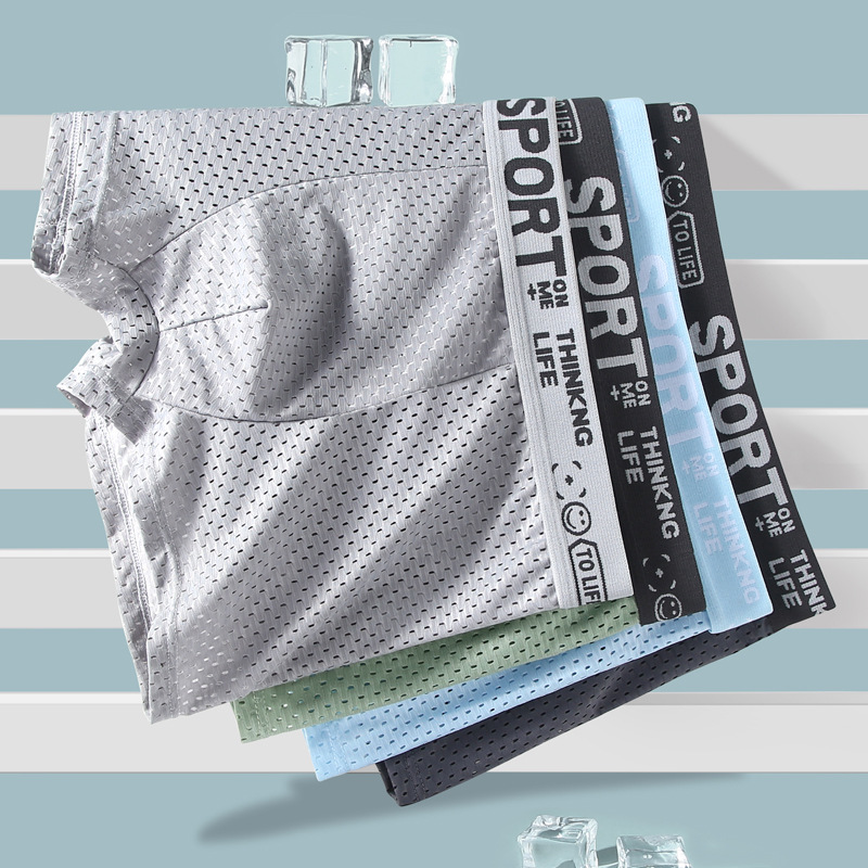 3pcs Men's Sexy Ice Silk Mesh  - Mesh Sport Boxer 评论和价格