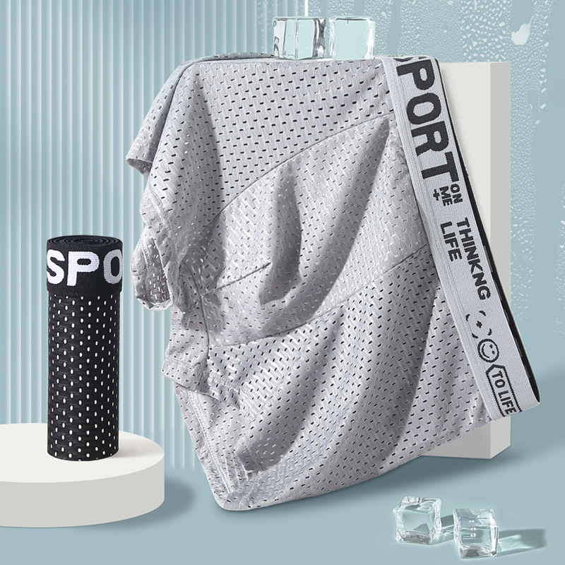 3pcs Men's Sexy Ice Silk Mesh  - Mesh Sport Boxer 评论和价格