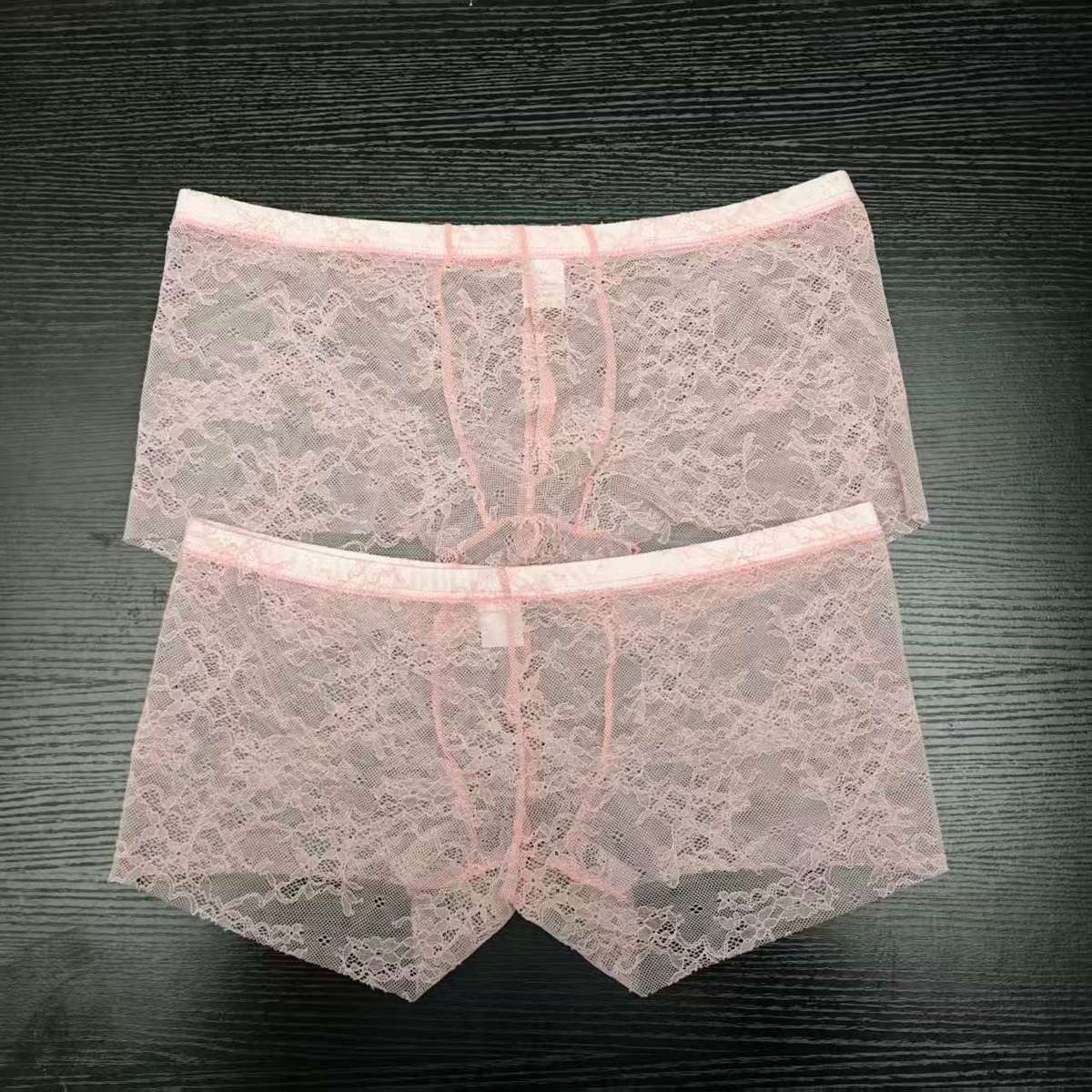 2PCS PACK Man's Pink Lace Brie - Boxer Brief Pack Cotton 评论和价格