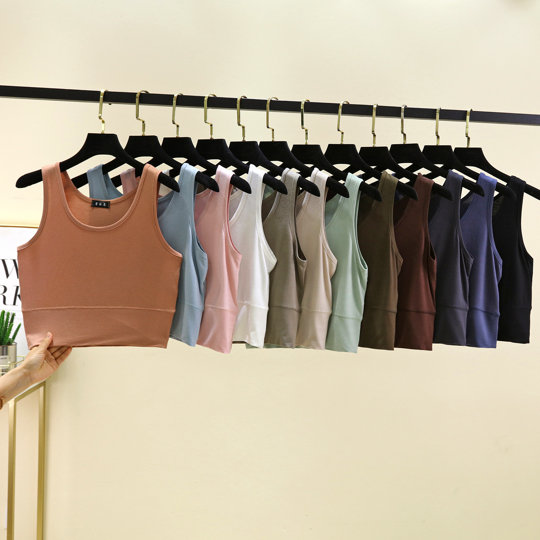 Modal O Neck cropped top Elast - Sleeveless Undershirt 评论和价格