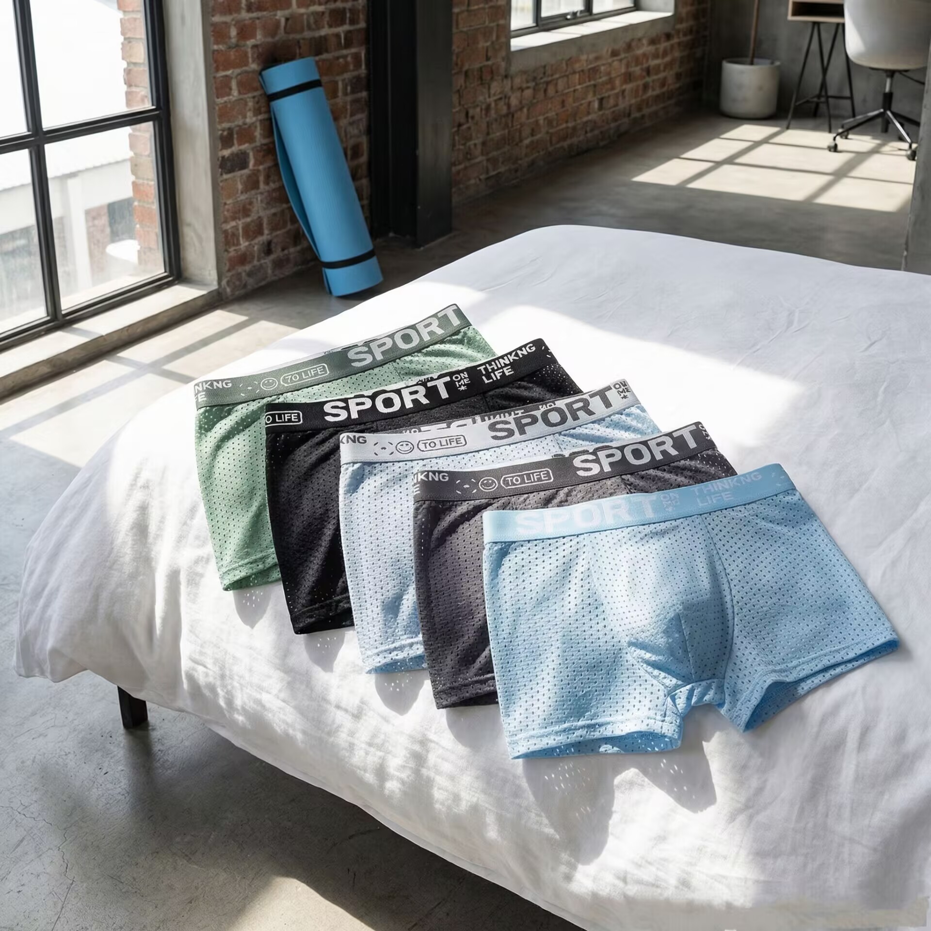 5pcs Men's Sexy Ice Silk Mesh  - Mesh Sport Boxer 评论和价格