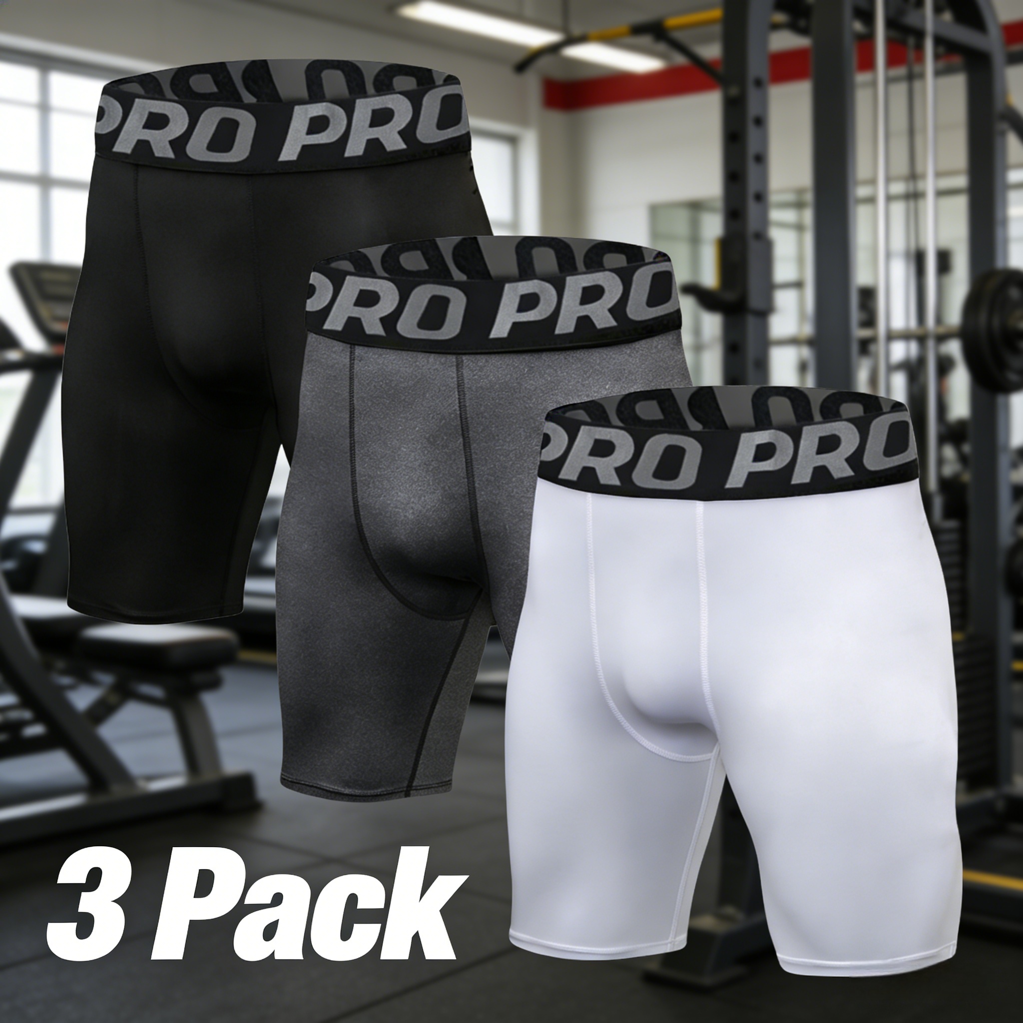 3 Pack Mens Compression Shorts - Performance Boxer Sport 评论和价格