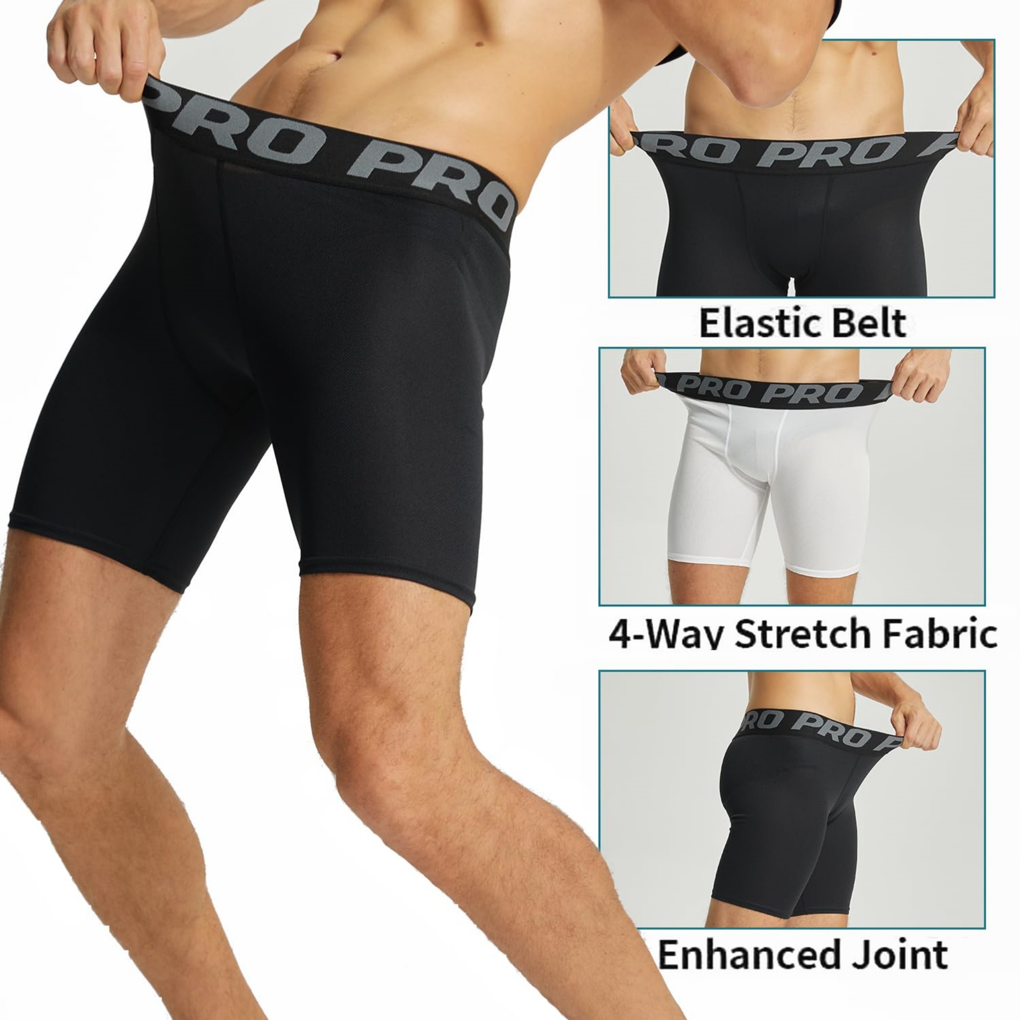 3 Pack Mens Compression Shorts - Performance Boxer Sport 评论和价格
