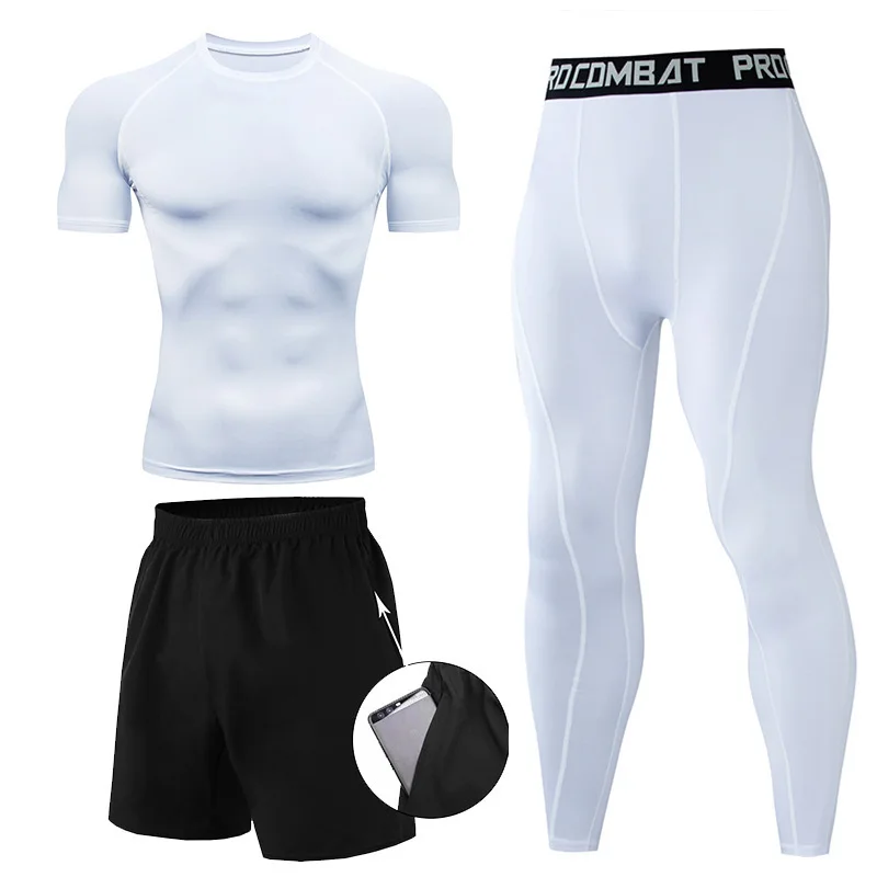 3 Pieces Fitness Suits Athleti - Compression Shorts Athletes 评论和价格