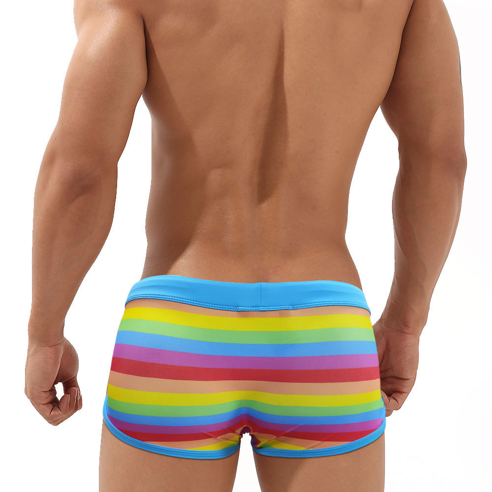 Rainbow Striped Men's Swimming - Trunk Breathable Men 评论和价格