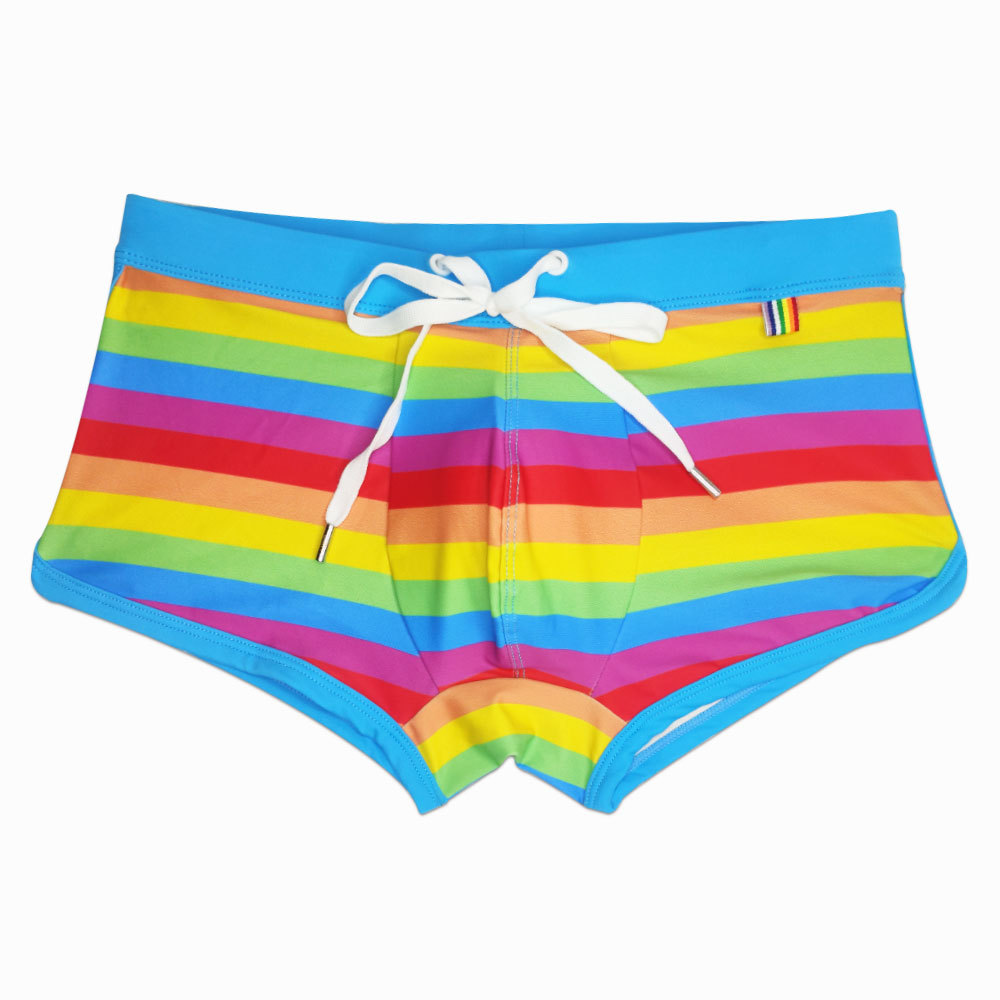 Rainbow Striped Men's Swimming - Trunk Breathable Men 评论和价格