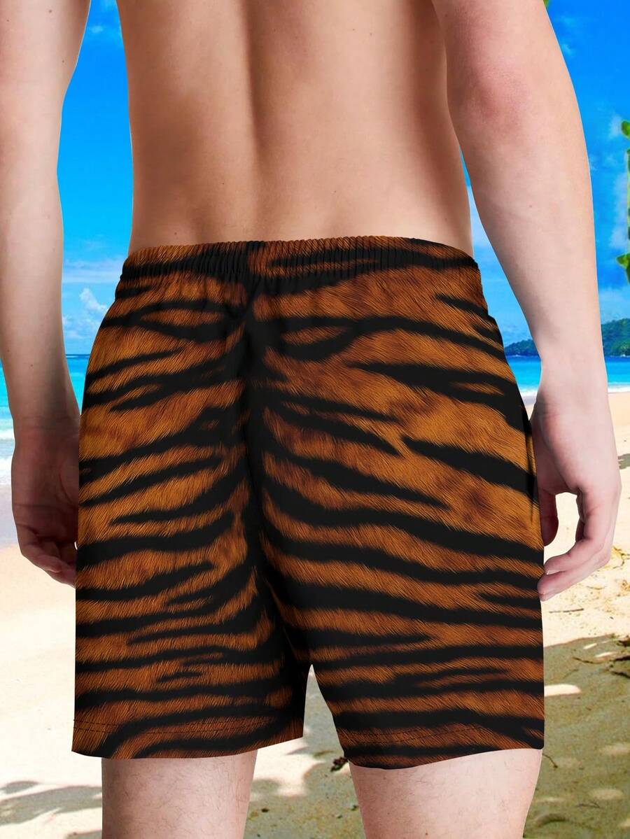 Mens Tiger Print Beach Shorts  - Trunk Breathable Men 评论和价格