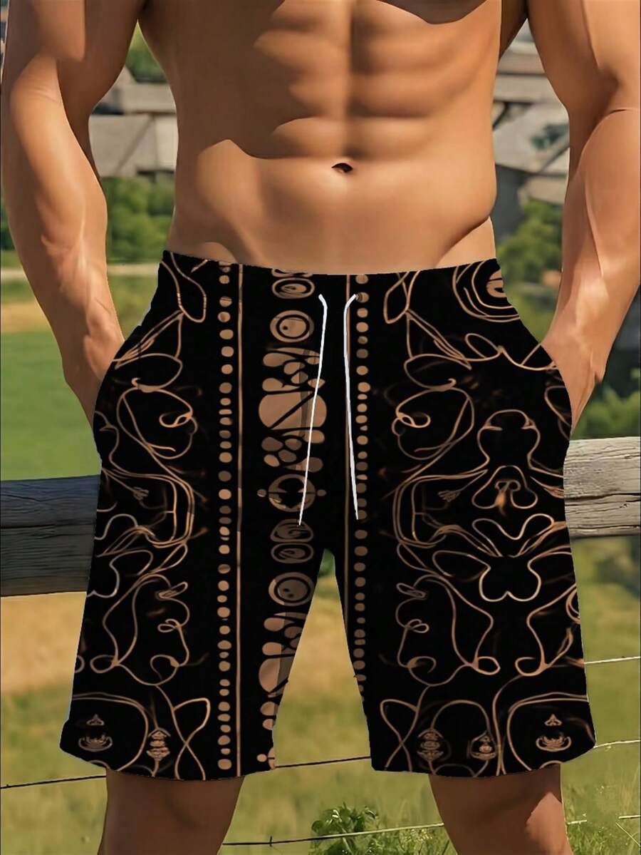 Mens Abstract Geometric Print  - Trunk Breathable Men 评论和价格